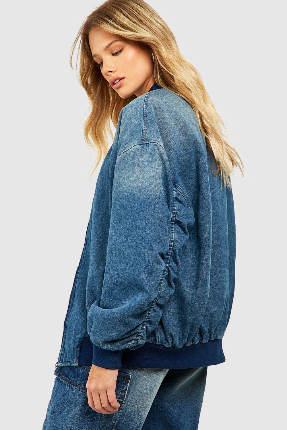 Oversized denim sale bomber jacket